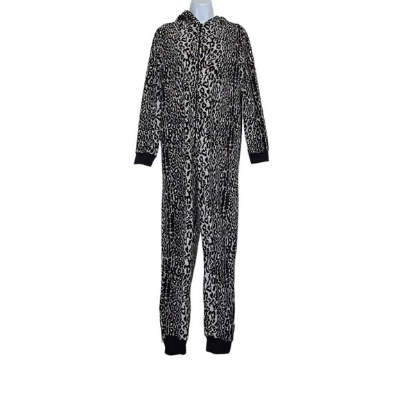 NWT Nick & Nora Cheetah Pajamas Womens M Footless Unionsuit PJs Costume Hood - Picture 1 of 10